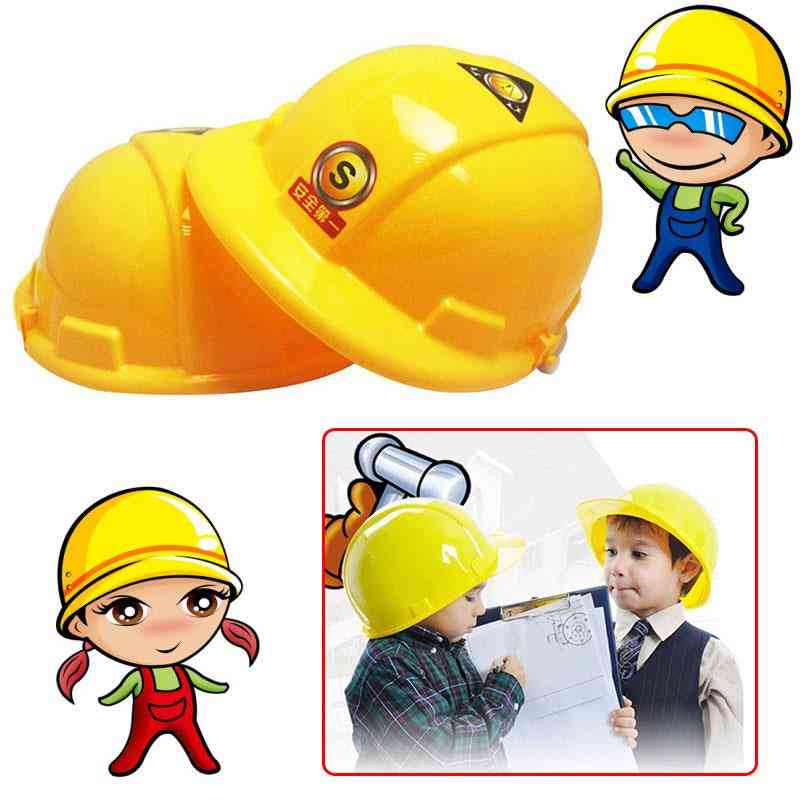 Casque de simulation d'enfant jeu de rôle, gadgets de construction de chapeau de sécurité