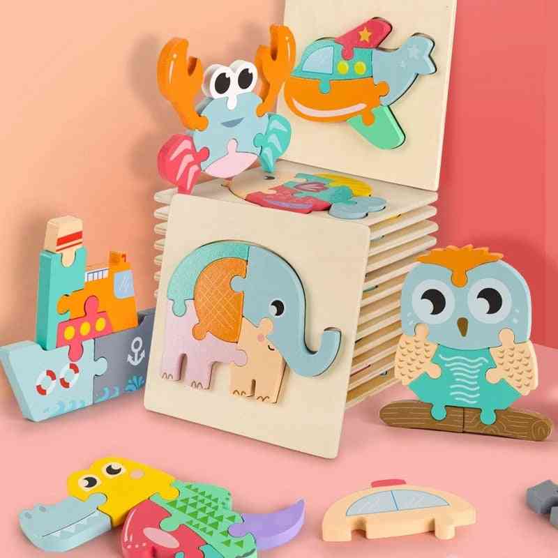 3d- Early Educational, Intelligence Montessori Jigsaw, Wooden Puzzle