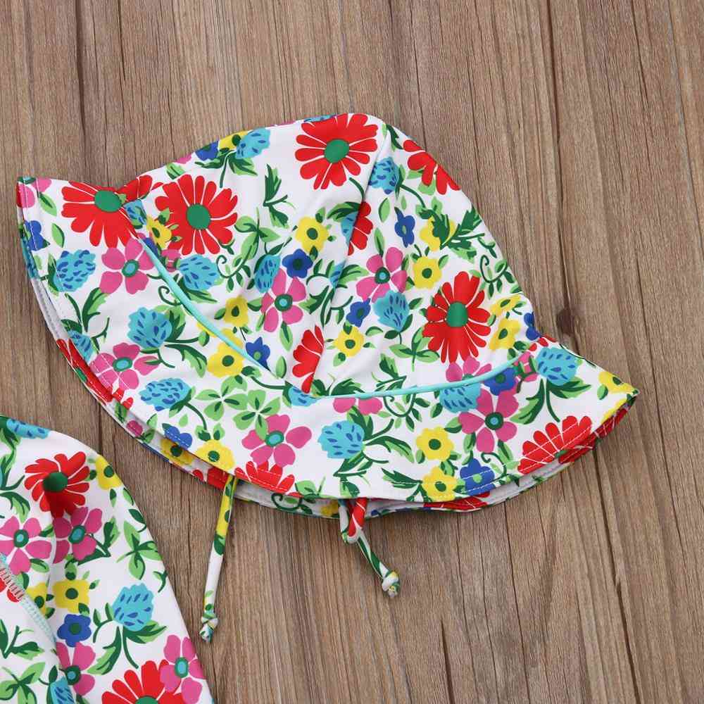 Baby Summer Beach Swimwear Sets, Dinosaur Floral Print Swimsuit