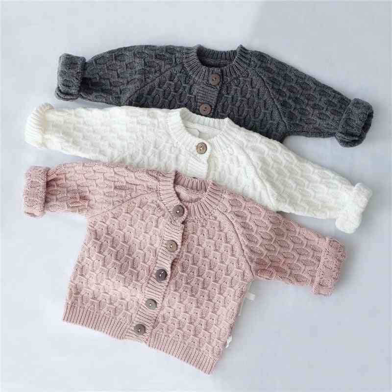 Baby Winter Tops Solid Clothing Long Sleeve O-neck Cardigan Sweater