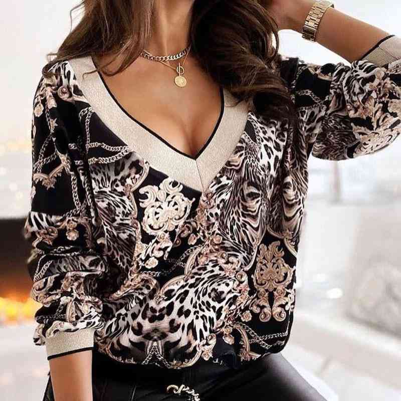 Women Elegant Long Sleeve, Floral Print Blouse Shirt