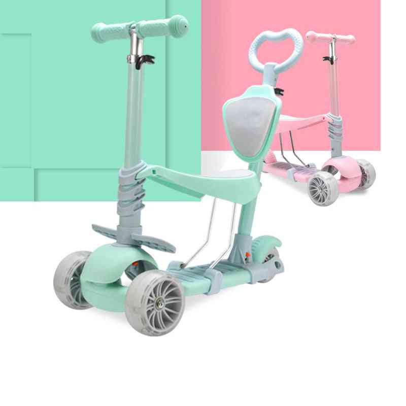 3 In 1 Flash Wheel Baby Scooter Toddler Bicycle Adjustable Push Trolley