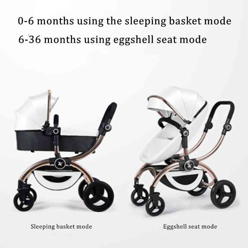 3-in-1 High Landscape Carriage With Car Seat Pram, Folding Baby Stroller
