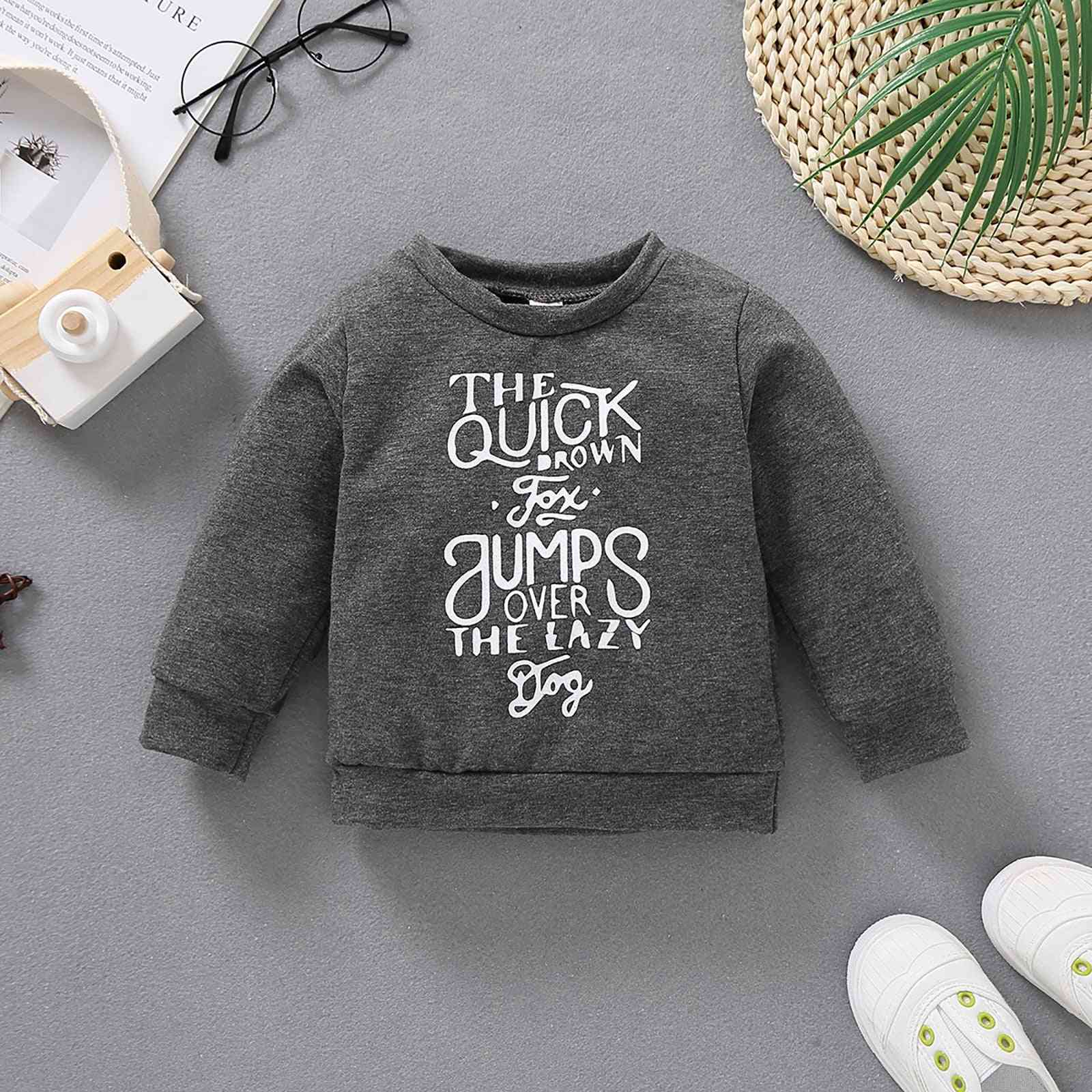 Baby Letter Print Round Neck Long Sleeve Top Casual Hoodie