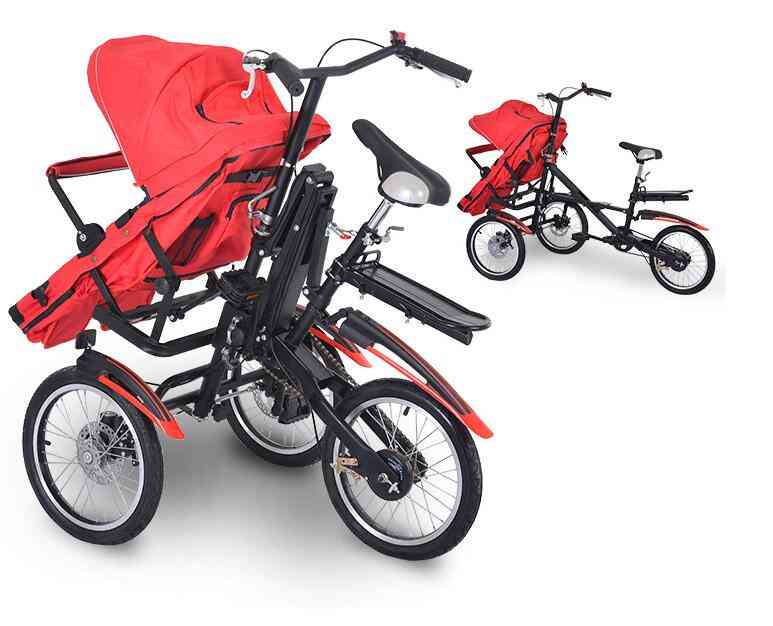 Taga x vandringscykelvagn, baby trehjuling tvilling poussette (mörkblå)