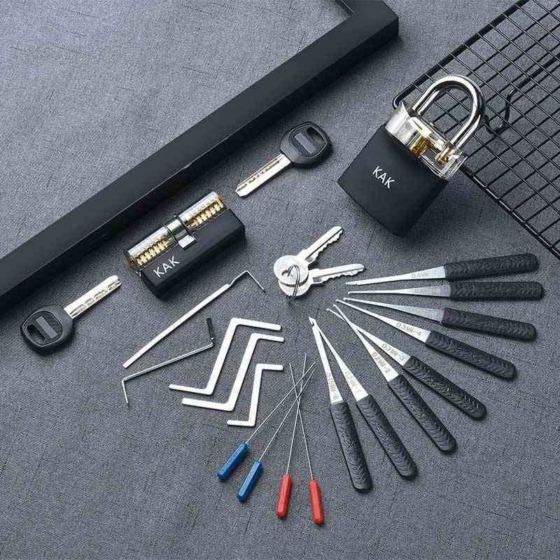 Padlock With Keys Lock Pick Broken Key Removing Hook Kit Extractor Set