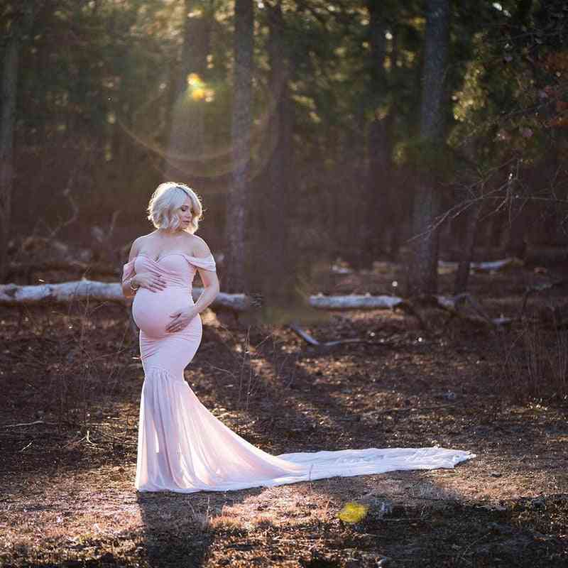 Photography Props, Shooting Pregnancy, Chiffon Off-shoulder, Half-circle Gown