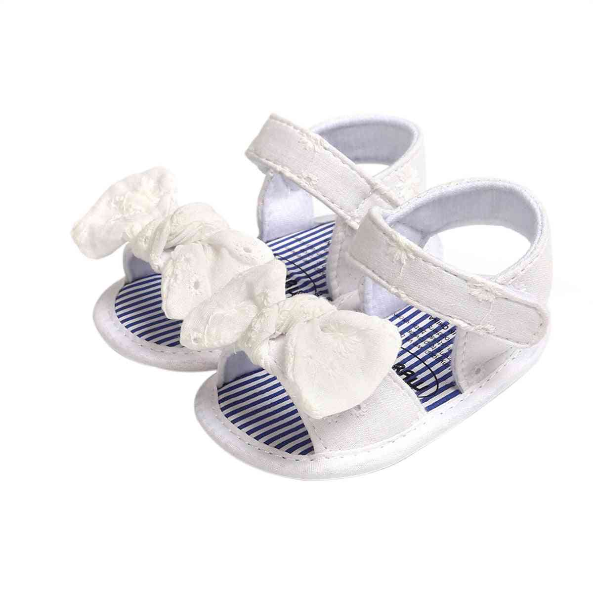 Sandales de bébé pour enfants, chaussures plates à nœud d'arc à rayures solides d'été
