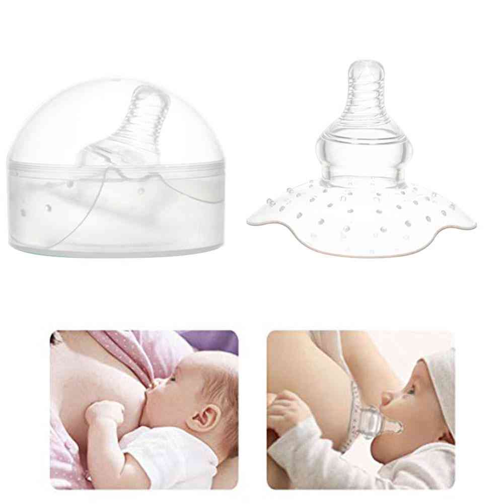 Silikonmatende mødre brystvorte, ammepute, beskyttelsesdeksel (gjennomsiktig)
