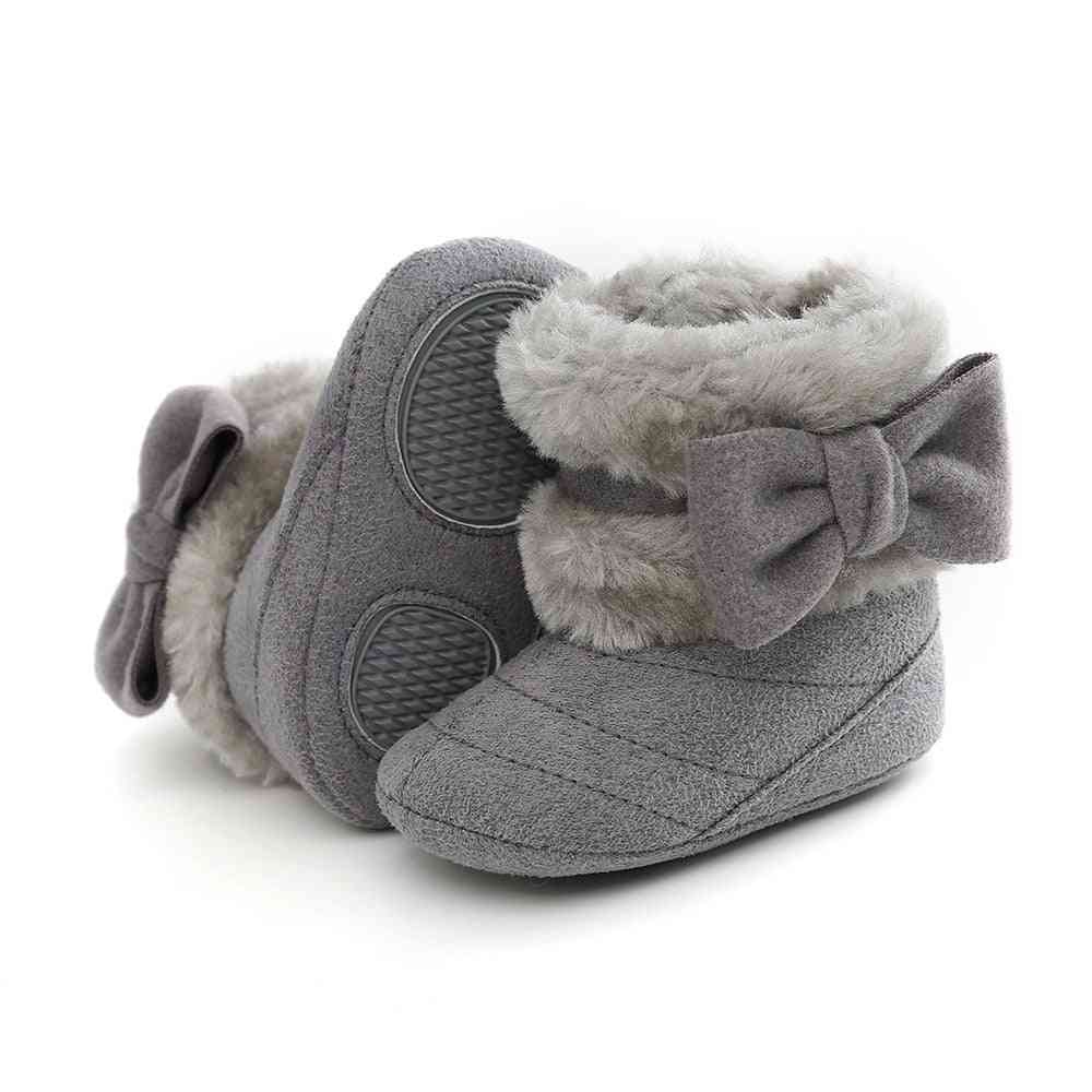 Cute Bow Snow Boots, Warm Plush Baby Shoes
