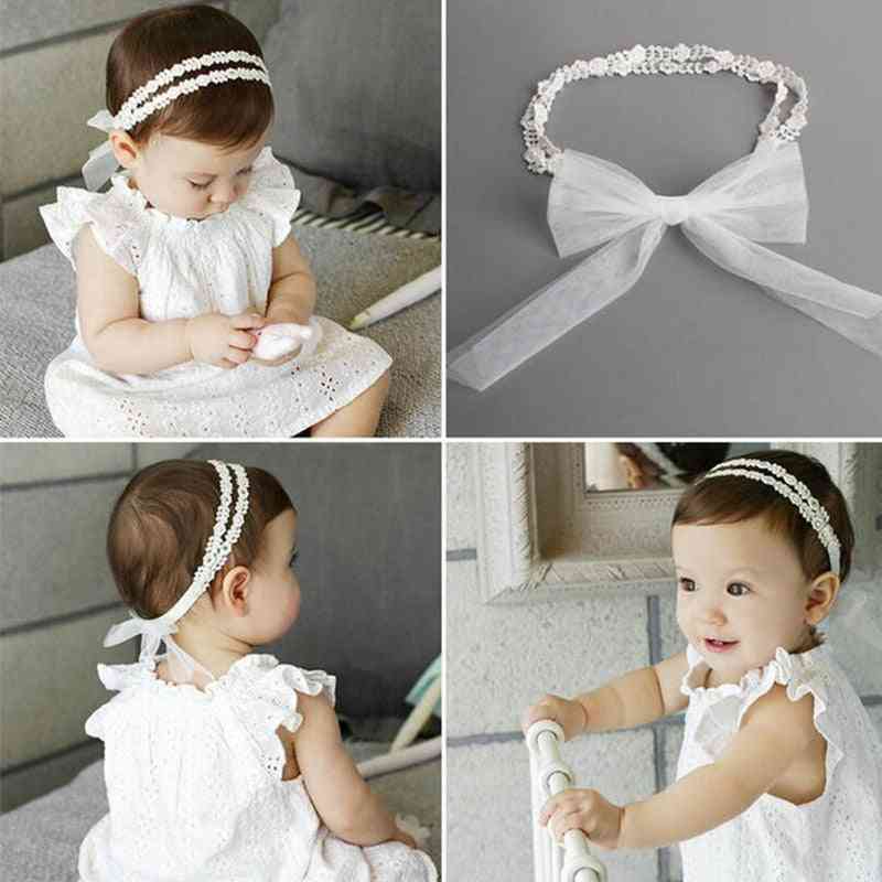 1pcs- Pearl Flowers, Bow Lace Headwear, Hair Band For Baby