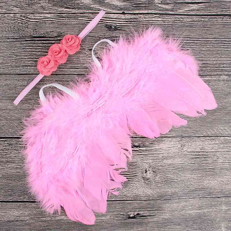 2pcs- Angel Feather Wings With Rose Flower, Headband Hair Accessories