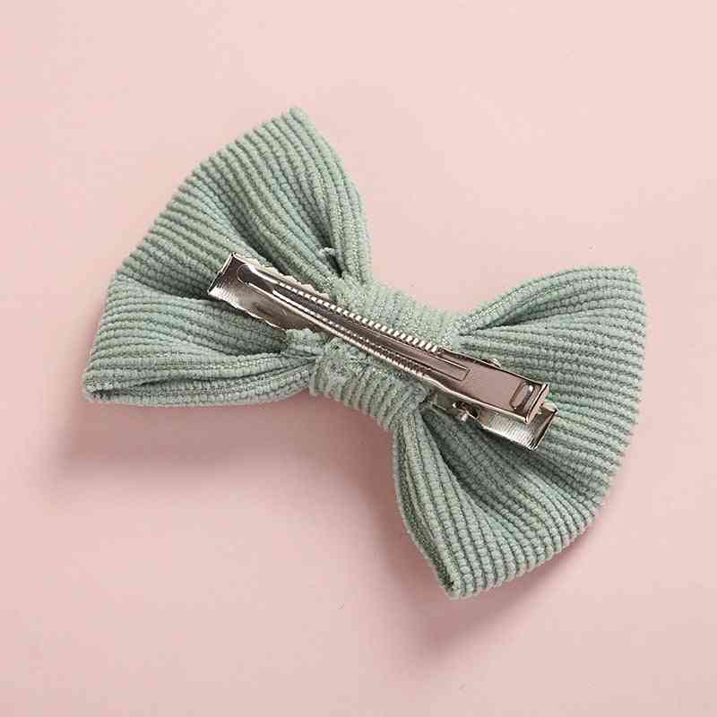Bows Corduroy- Barrette Vintage, Hair Pins Clips For Baby Girl