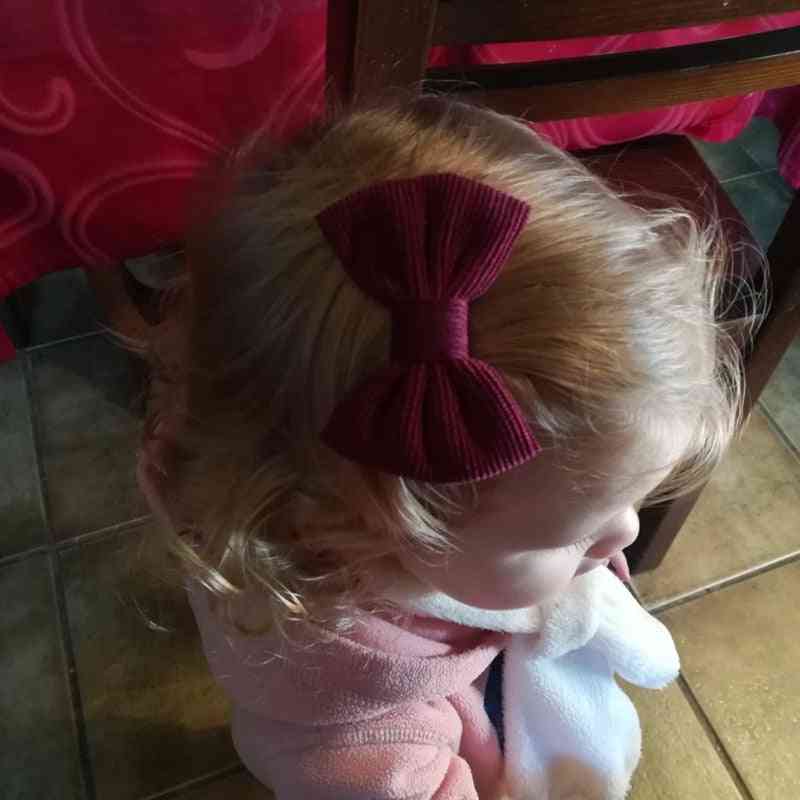 Bows Corduroy- Barrette Vintage, Hair Pins Clips For Baby Girl