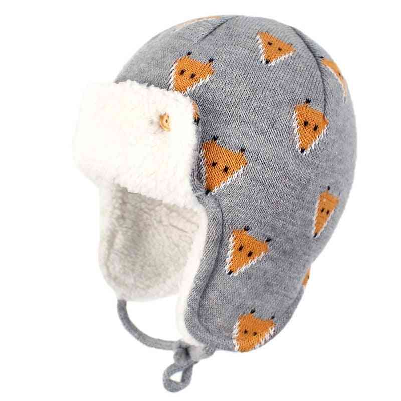Zimní ucho ochranné bavlněné pletené žakárové čepice