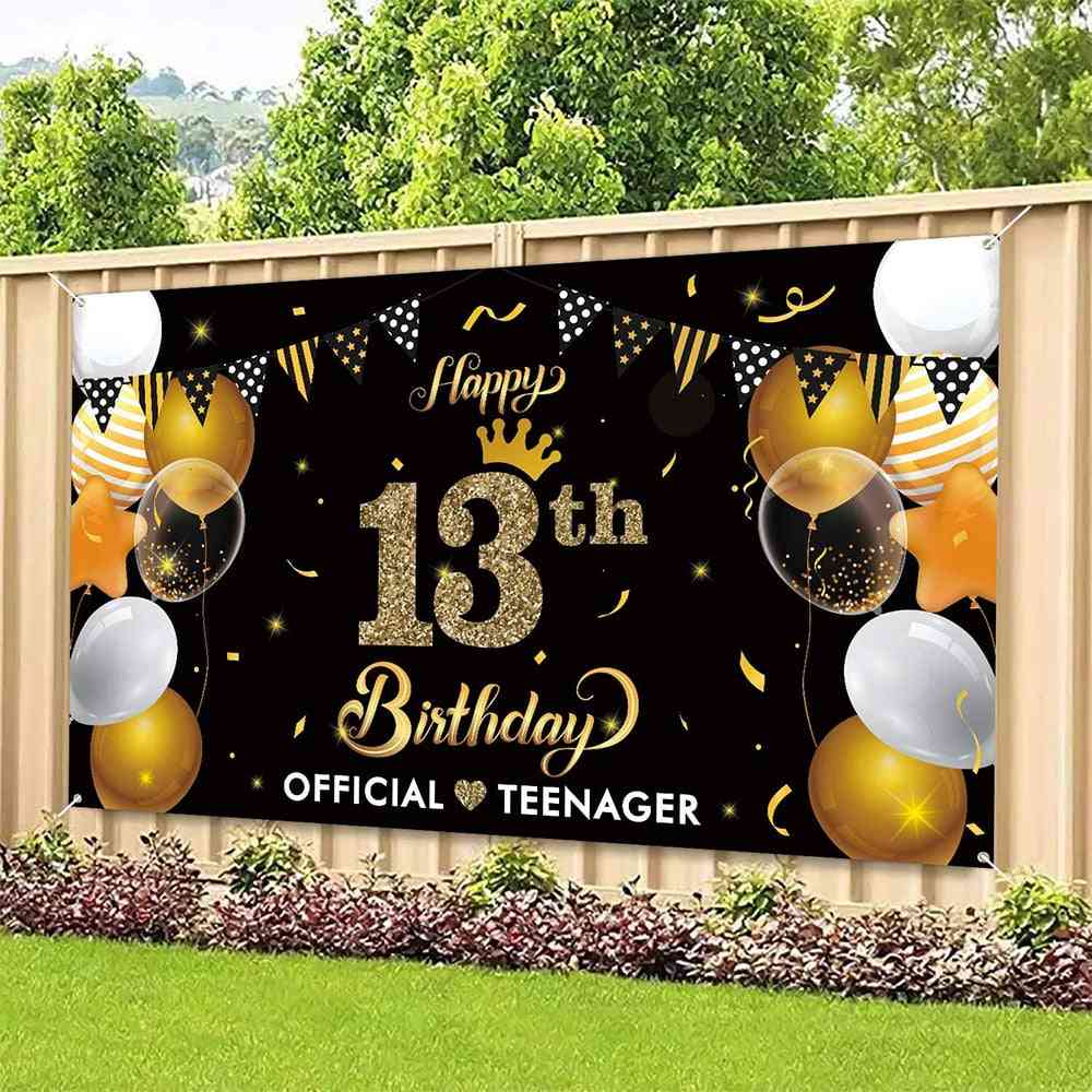 13. všetko najlepšie k narodeninám banner oficiálna teenagerovská zlatá párty dekorácia