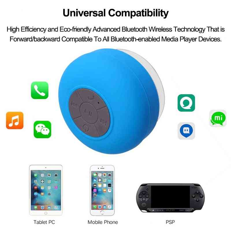 Wireless Bluetooth Speaker Mini Portable Waterproof Shower Handsfree For Phone Pc W/ Suction Cup Bathroom