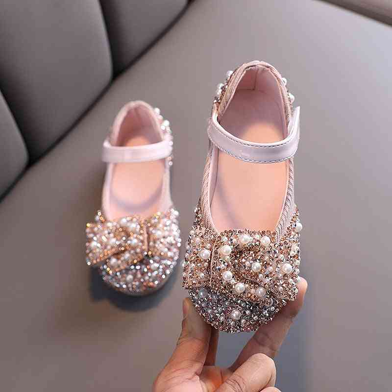 Nyheder perle rhinestones skinnende børn prinsesse sko
