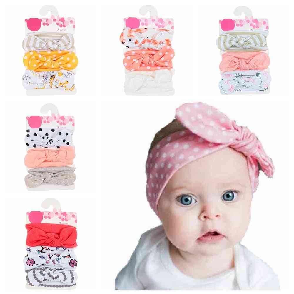 New Baby Cotton Blend Headbands Dot Printed Knot Hairbands Headwear Set Accessories