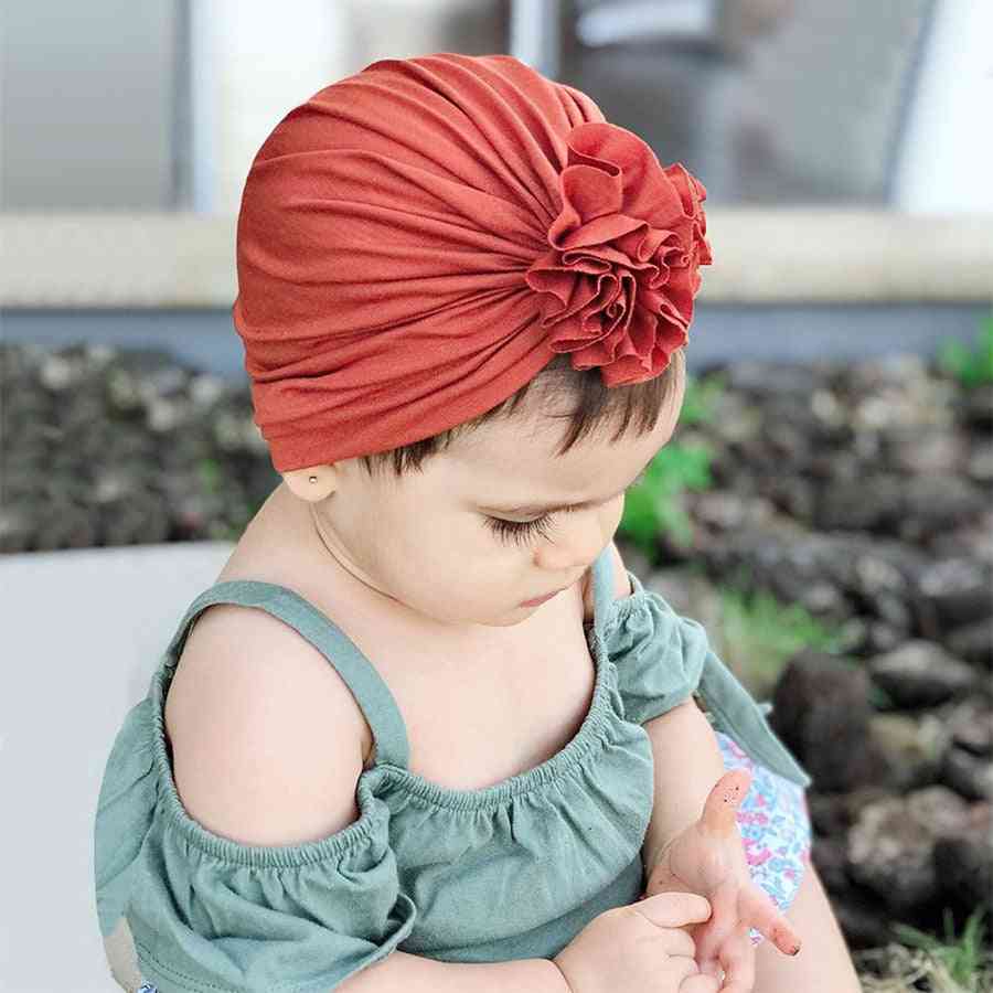 Neue Art und Weiseblumen-Babymütze, neugeborene elastische Turban-Baumwoll-Säuglingsbeaniemütze