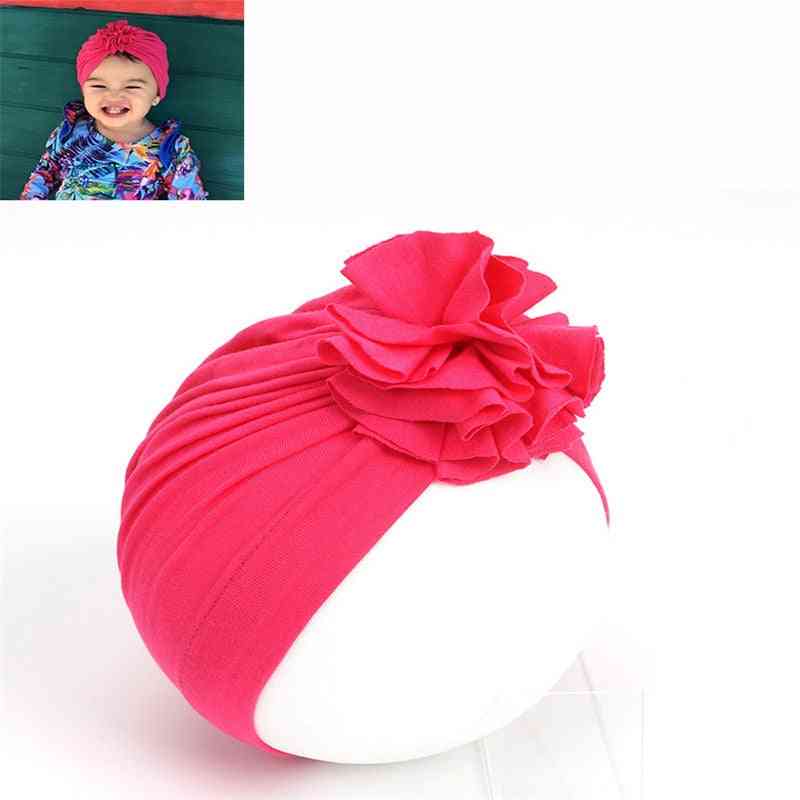 New Fashion Flower Baby Hat, Newborn Elastic Turban Cotton Infant Beanie Cap