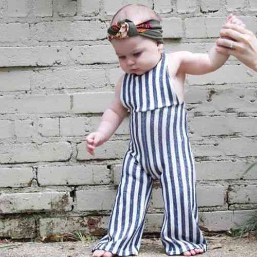 Baby Stripe Bell-bottom Pants / Romper