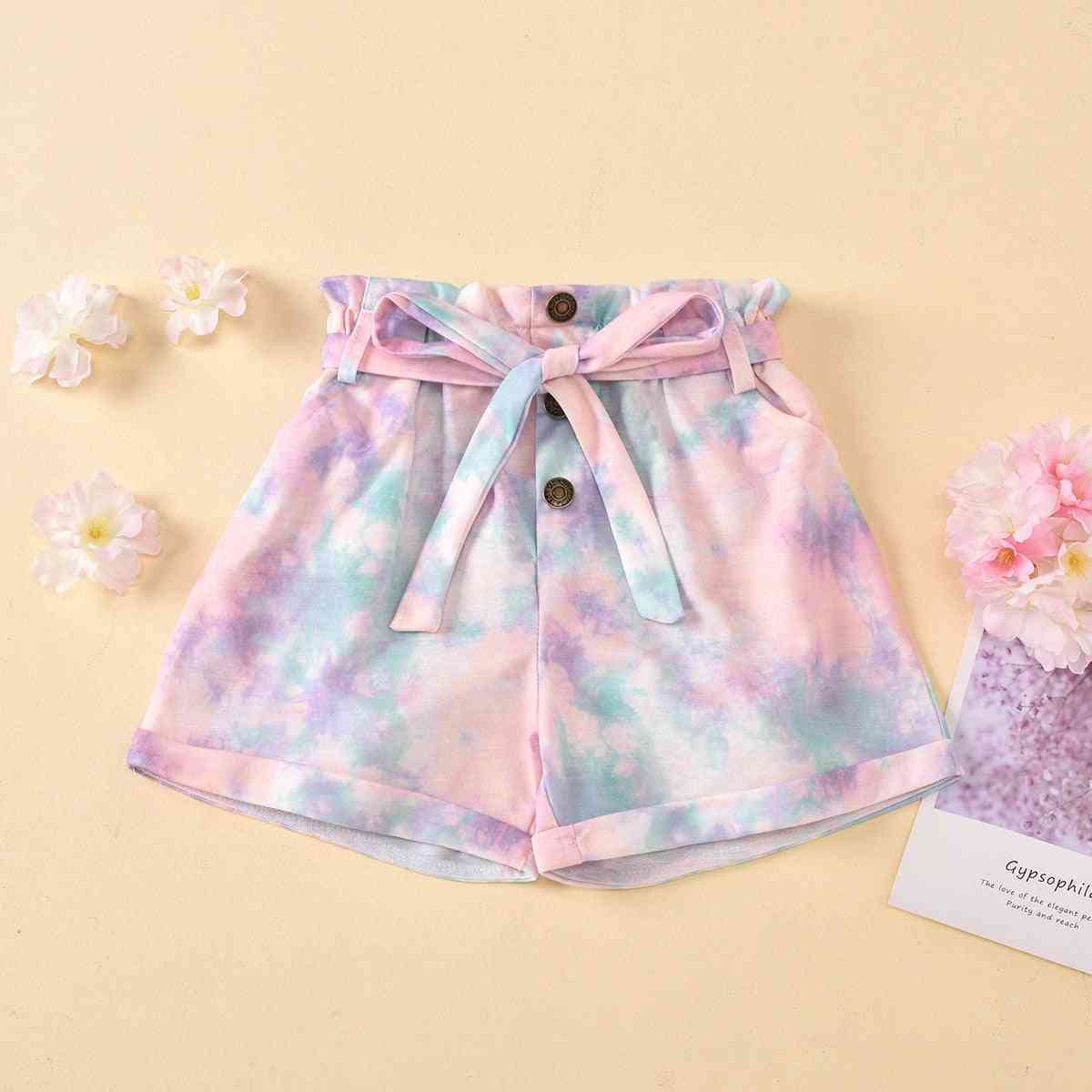 Summer- Elastic High-waist, Colorful Print, Trousers Shorts For Baby