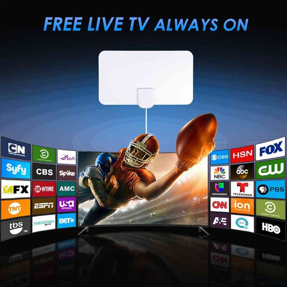 Tv-antenni sisätiloissa vahvistettu, digitaalinen HDTV-antenni, Freeview for Life -kanava