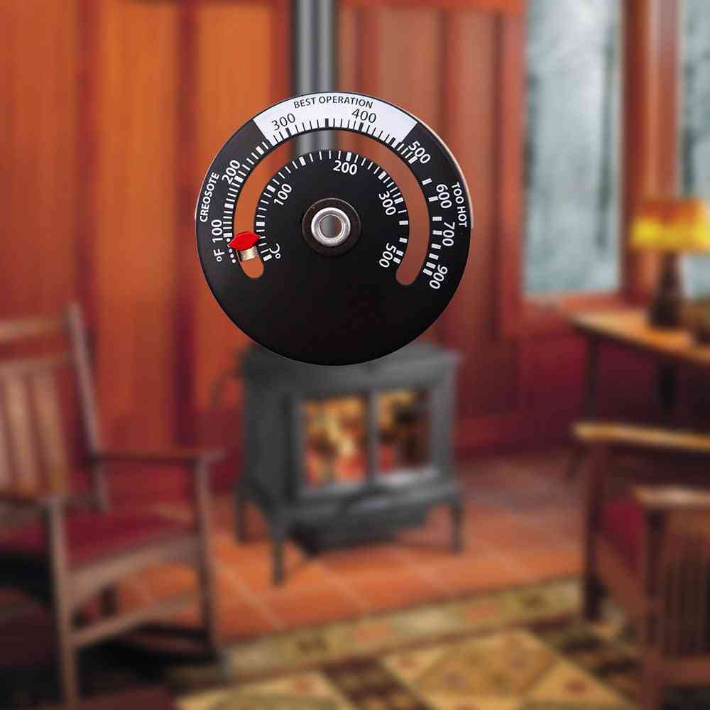 Magnetic Wood Stove, Thermometer Fireplace Fan With Probe Sensitivity, Barbecue Oven Tool