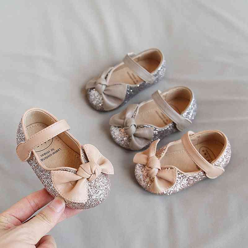 Baby Princess Flats Fashion Bling Butterfly-knot Dress Shoes