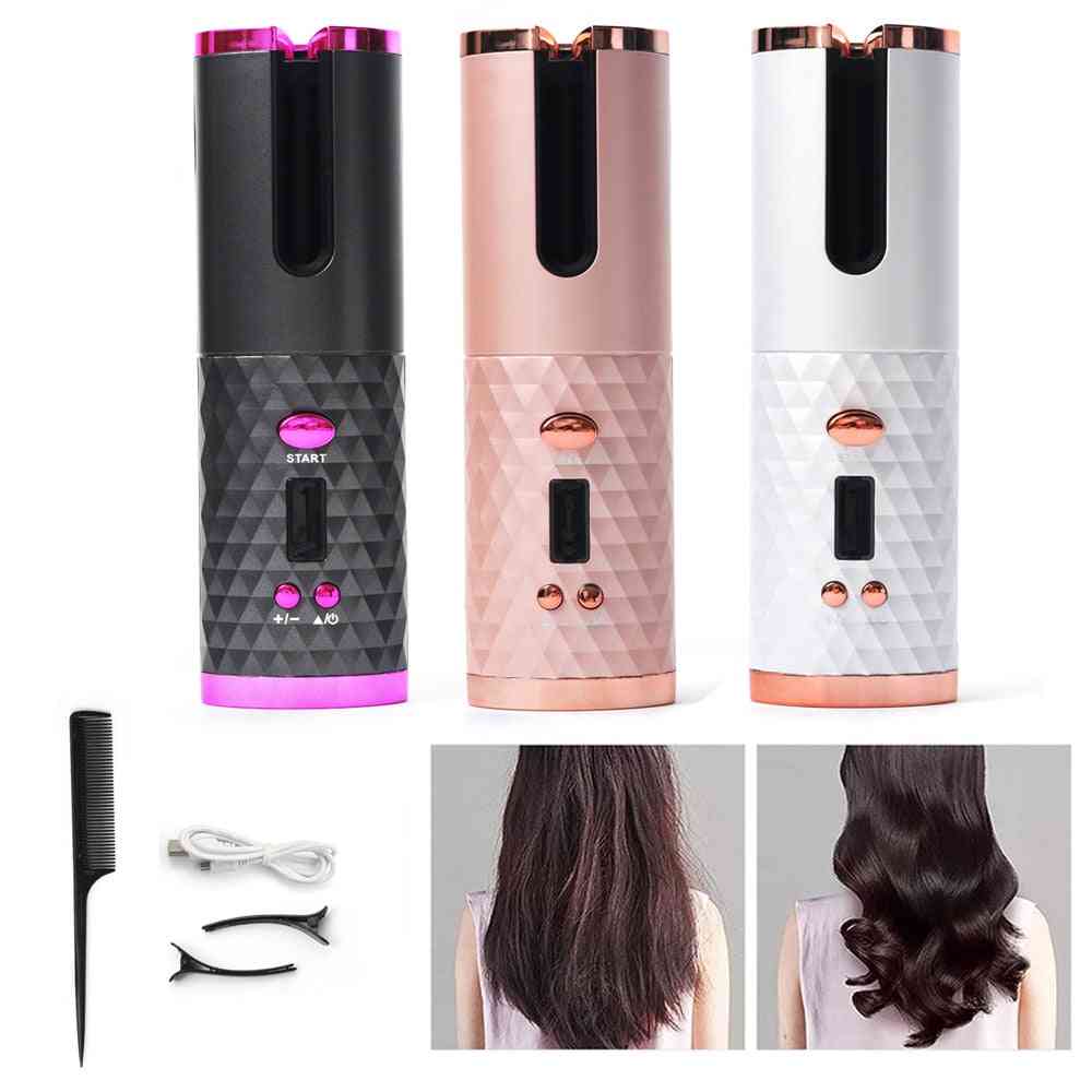 Cordless Automatic Hair, Usb Rechargeable, Auto Rotating Curling Curler