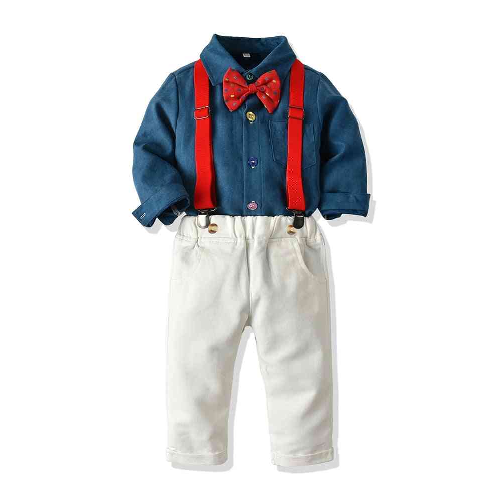 Children Formal Shirt Tops+suspender Pants - 2pcs Suit Kids Christmas Outfits