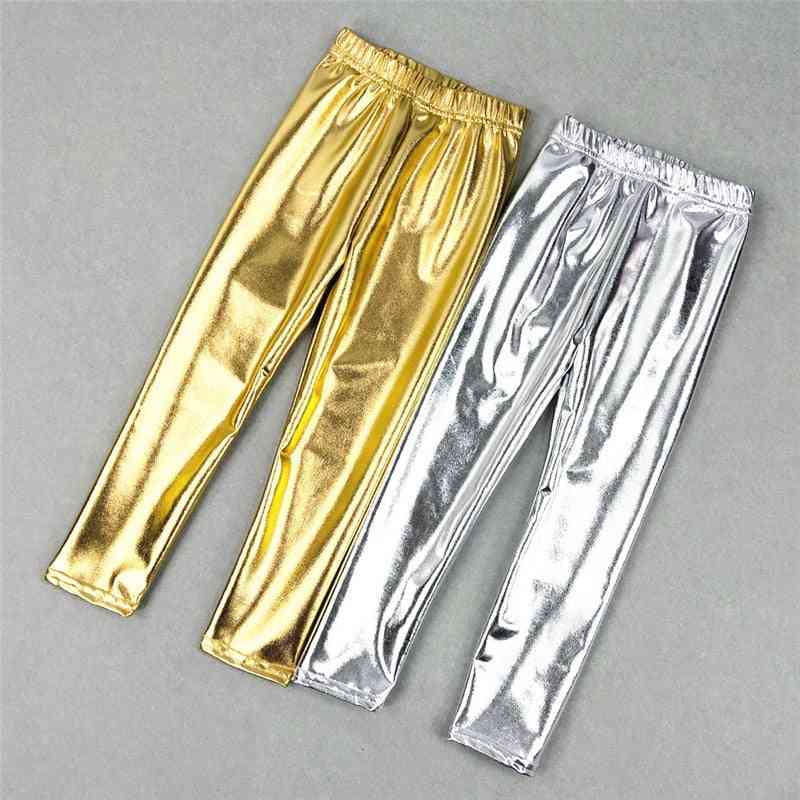 Gold Silver Long Punk Pants For