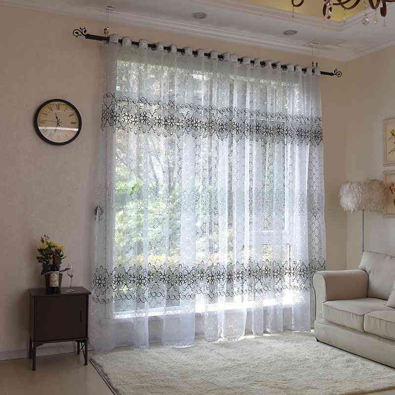Floral Modern Sheer Tulle Curtains