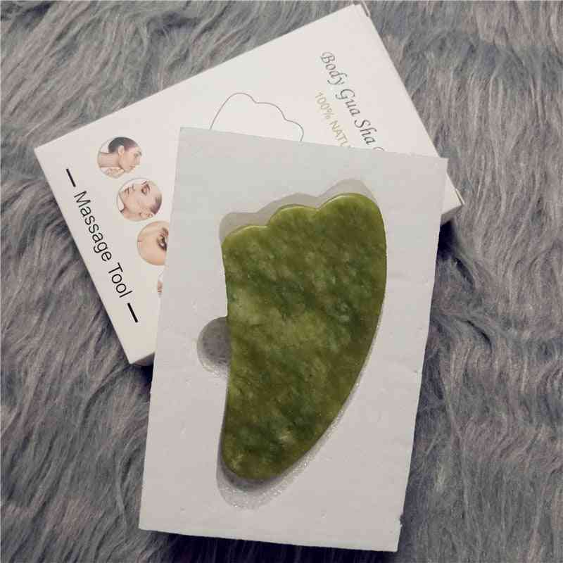 Naturlig jade, gua sha-skrape, massasjekvartsstein for ansiktshalshud