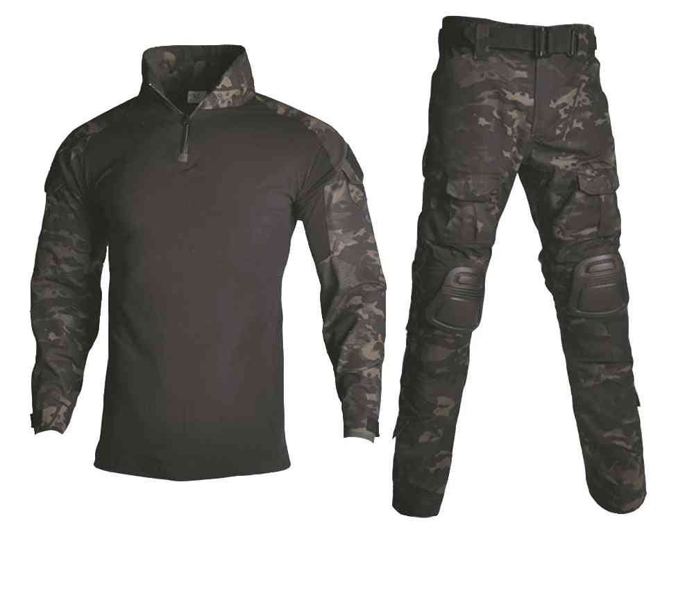 Tactical Camouflage Military Uniform Clothes Suit - Shirt, Cargo Pants Knee Pads