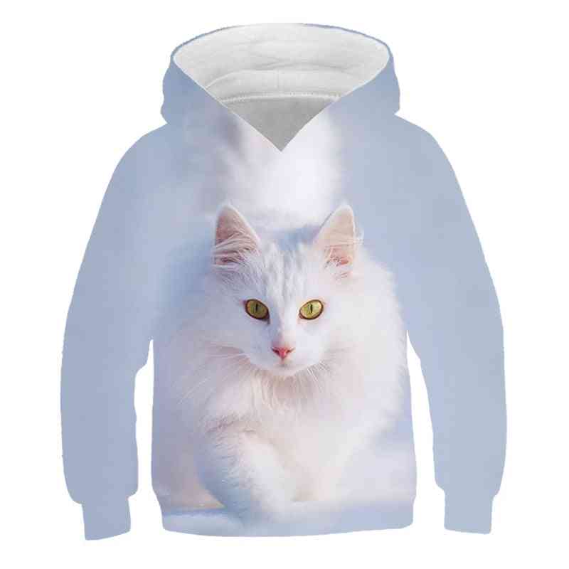 Boys And Girls Winter 3d Cat Printed Hoodie Sweatshirt
