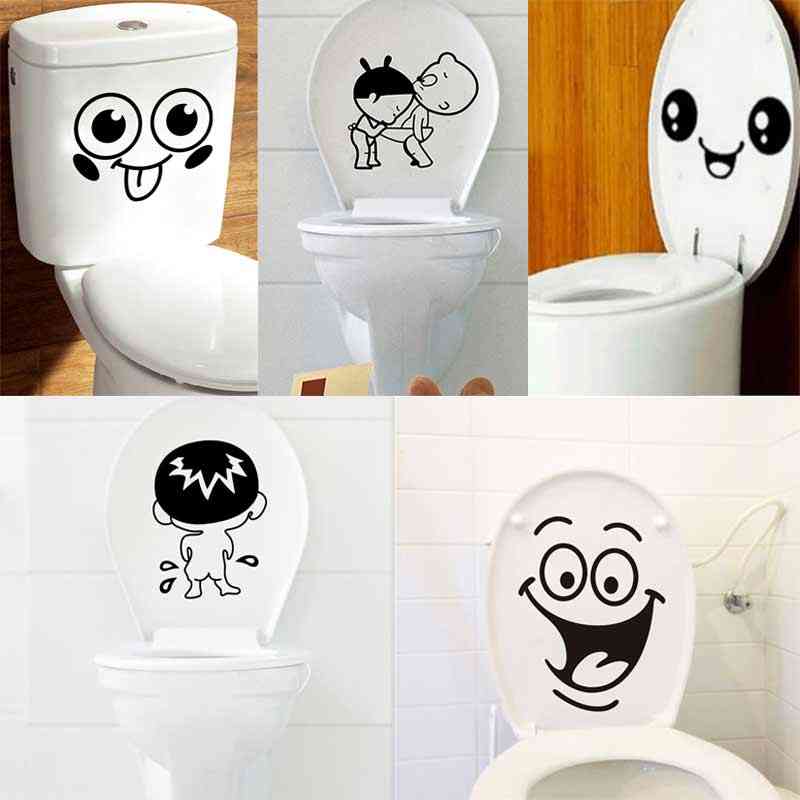 Badeværelse væg klistermærker tegneserie toiletsæde boligindretning vandtætte mærkater dekorative kunstmalerier plakat