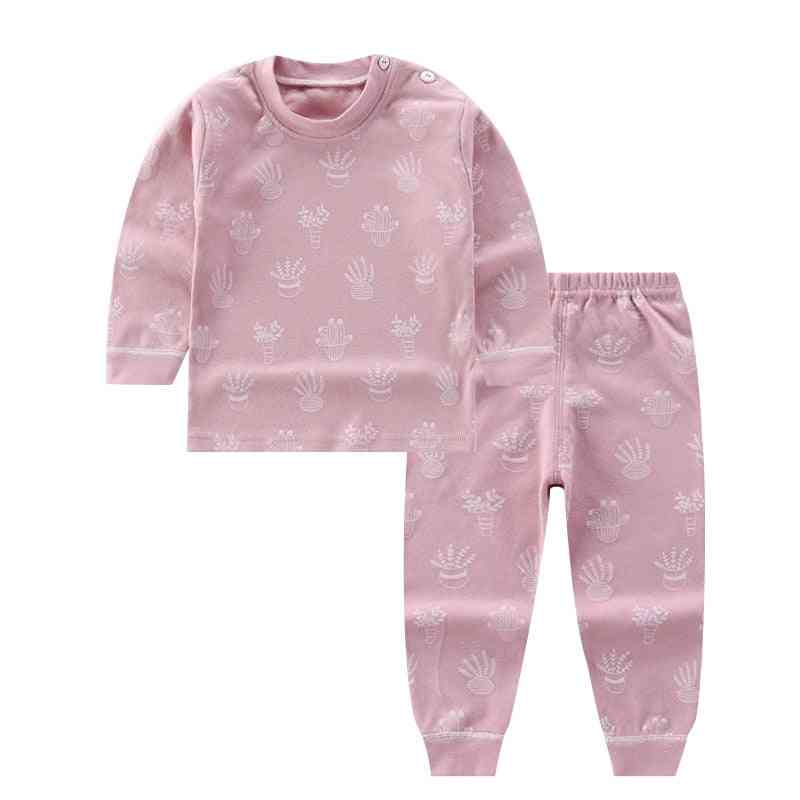 Kids Pajama Sets - Printed, Long Sleeve, O-neck T-shirt Tops With Pants