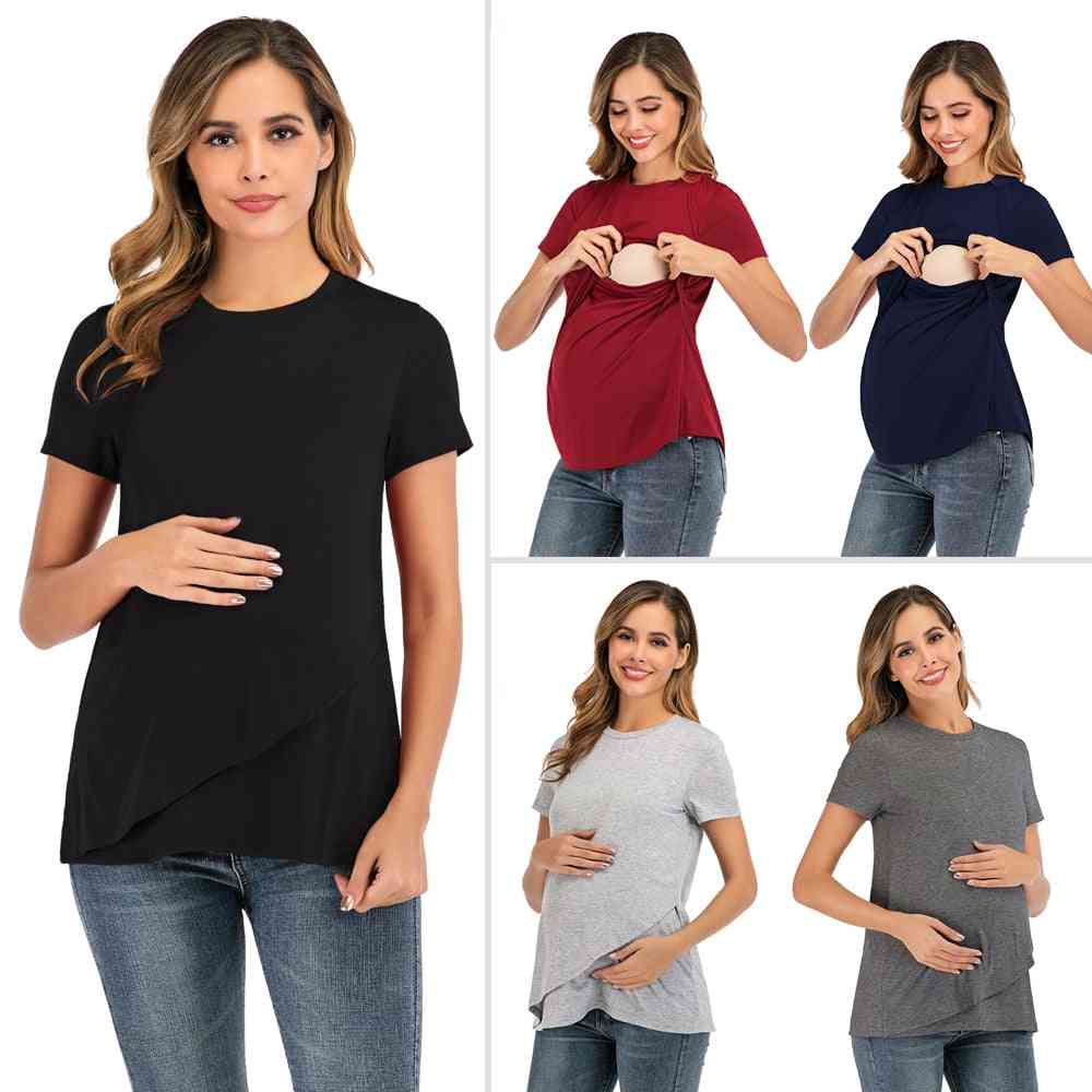 Summer Maternity Nursing Lactating Mother Breastfeeding T-shirt For Pregnant Women