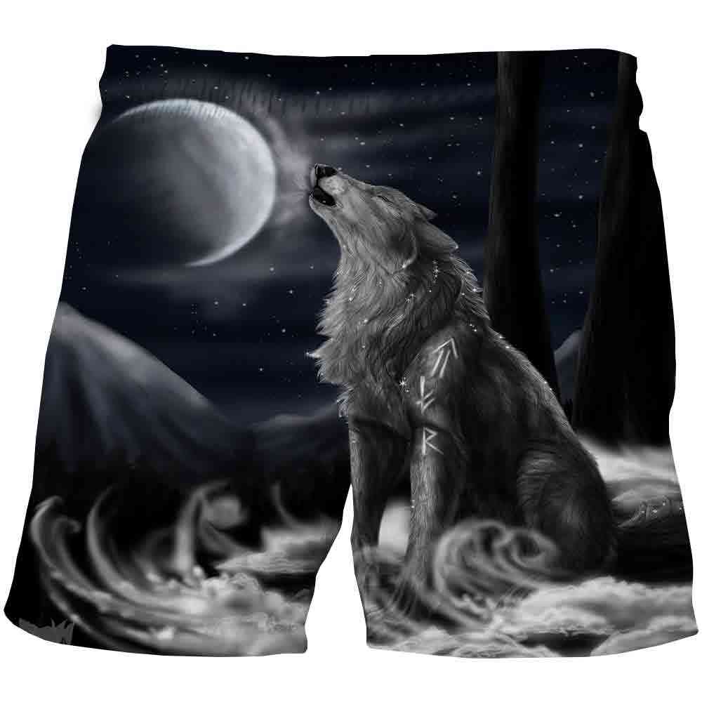 Kratke hlače iz risanke o volku, ohlapne hlače za poletne plaže