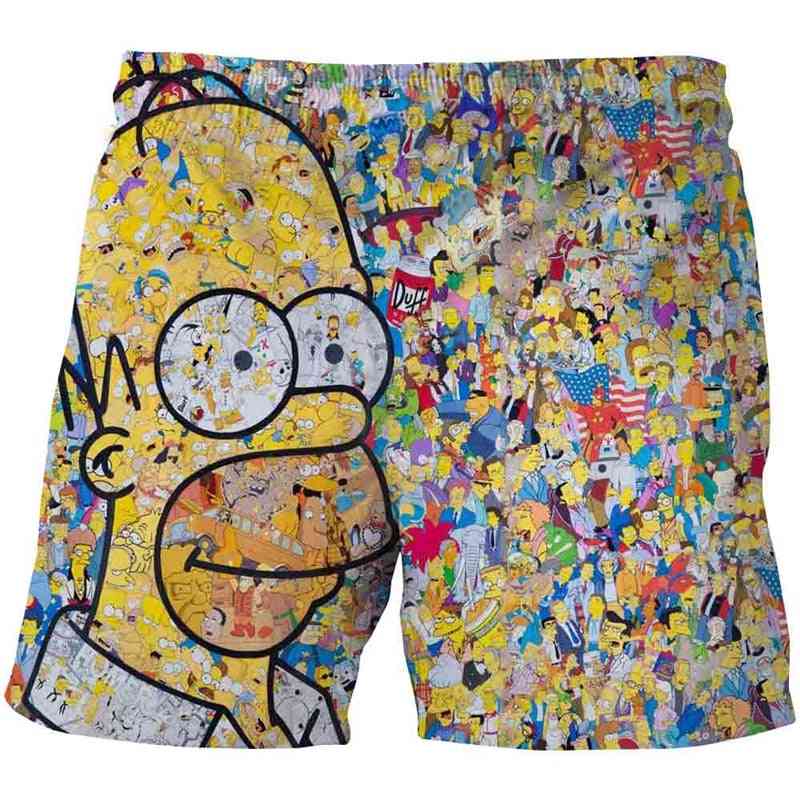 Vtipné šortky Simpson, letné tínedžeri, kreslené nohavice
