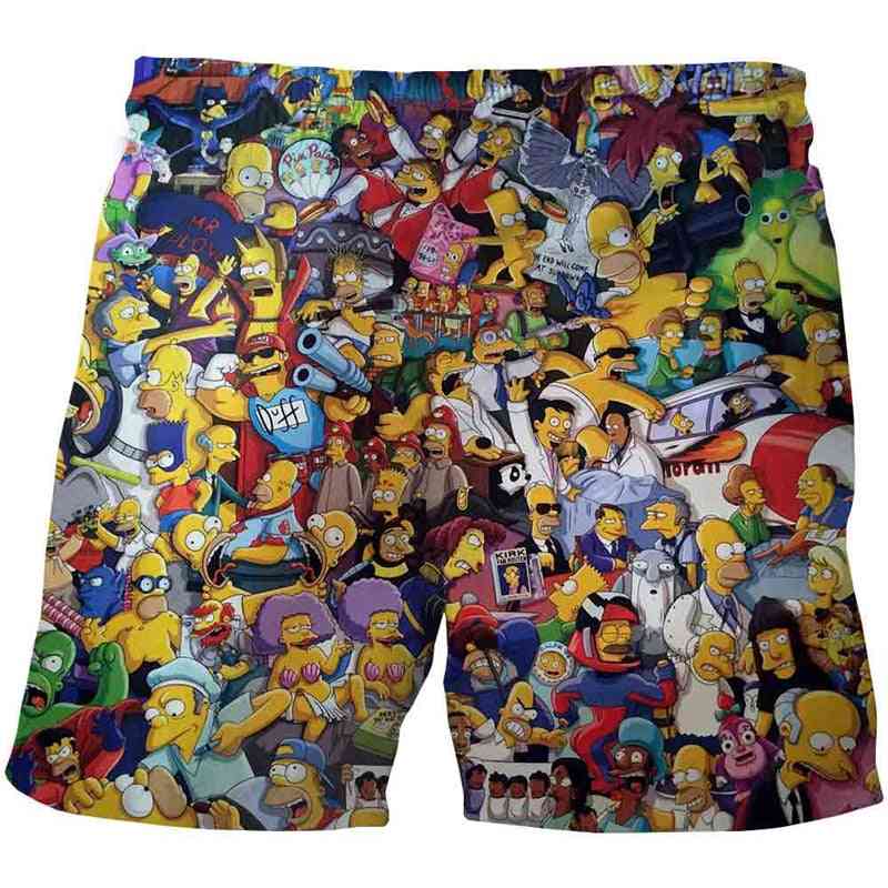 Vtipné šortky Simpson, letné tínedžeri, kreslené nohavice