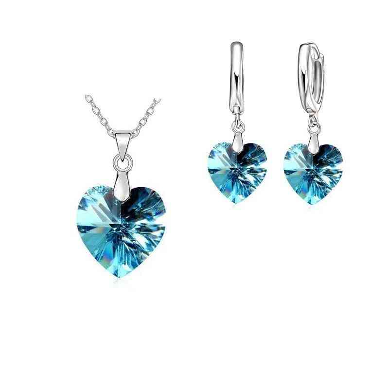 Exquisite Heart 925 Sterling Earrings & Necklaces Set