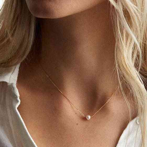 Stainless Steel Choker Pearl Necklaces