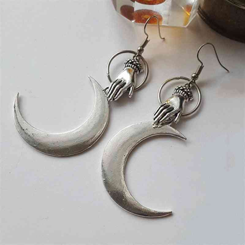 Choker, boucle d'oreille et collier pendentif lune néo-gothique