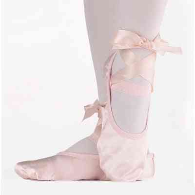 Ballet Dance Silk Dancing Shoes Pointe With Ribbon