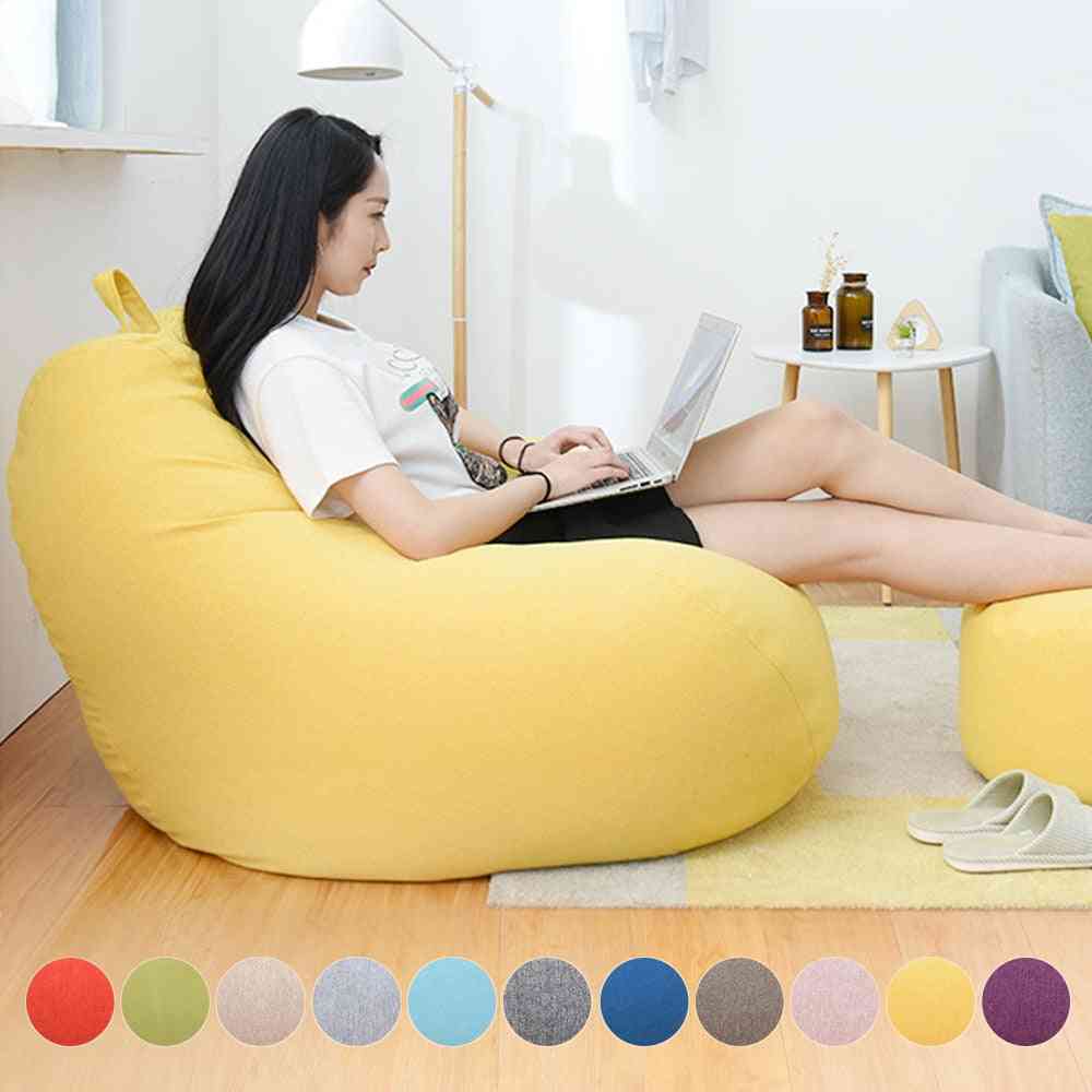 Comfortable Lazy Sofas Cover Without Filler Seat, Bean Bag Pouf Puff  Couch