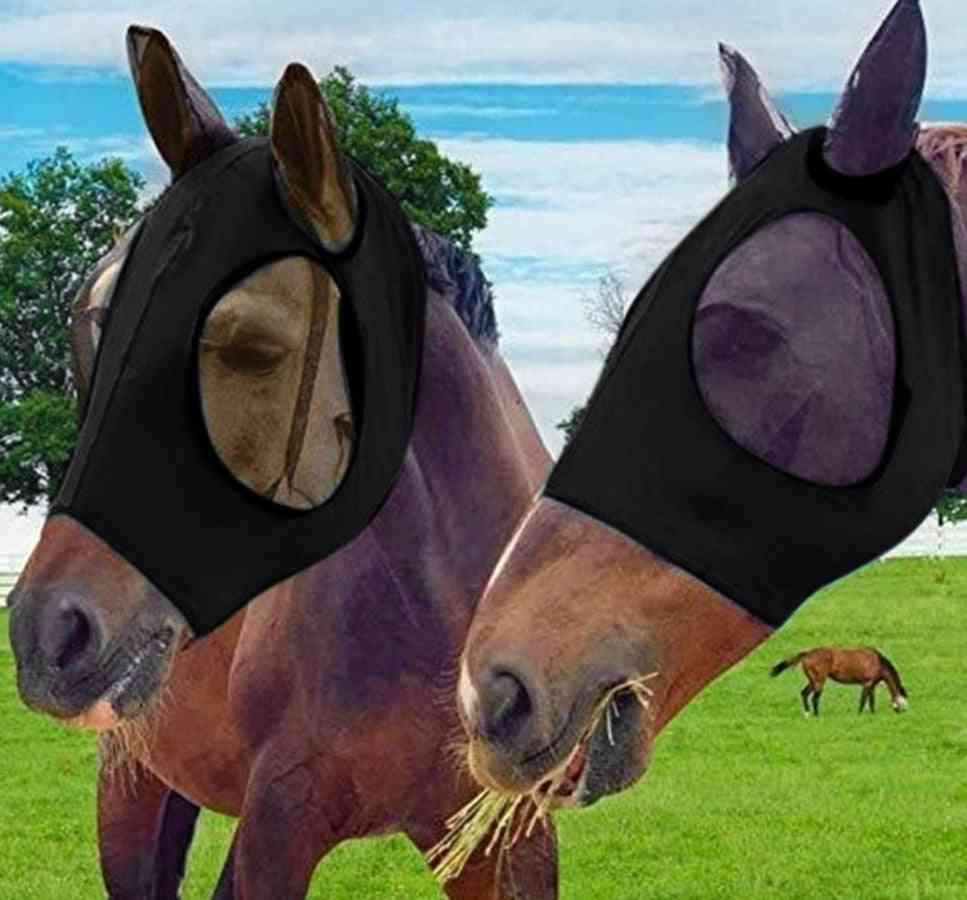 Maschera cavallo antizanzare - maschere equine antimosche a rete regolabile