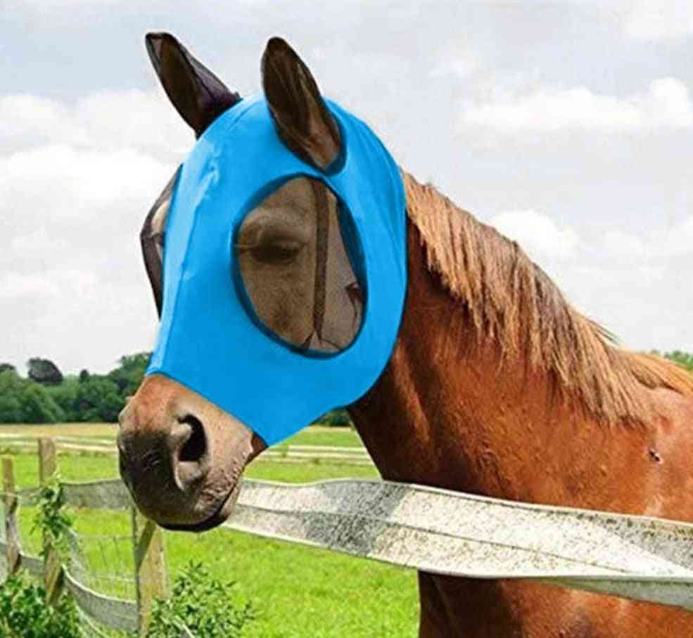 Anti-mosquito hevosmaski - säädettävä mesh anti-fly hevosen naamarit